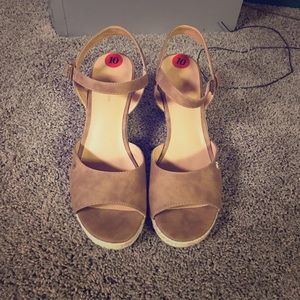 Cute brown wedge sandals